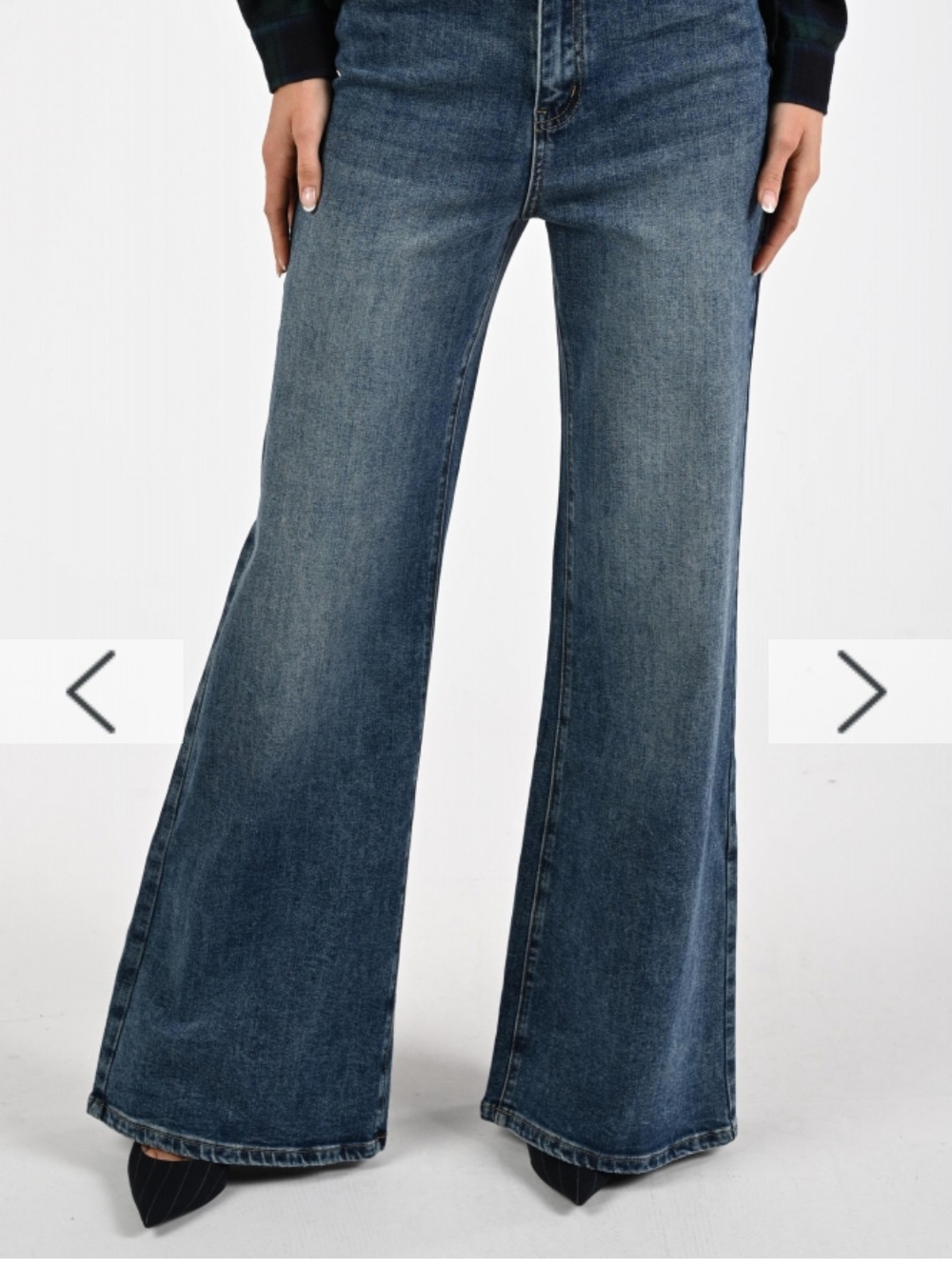 Florez Anna Flared High-Rise Wide Leg Jeans in Dark Blue Wash